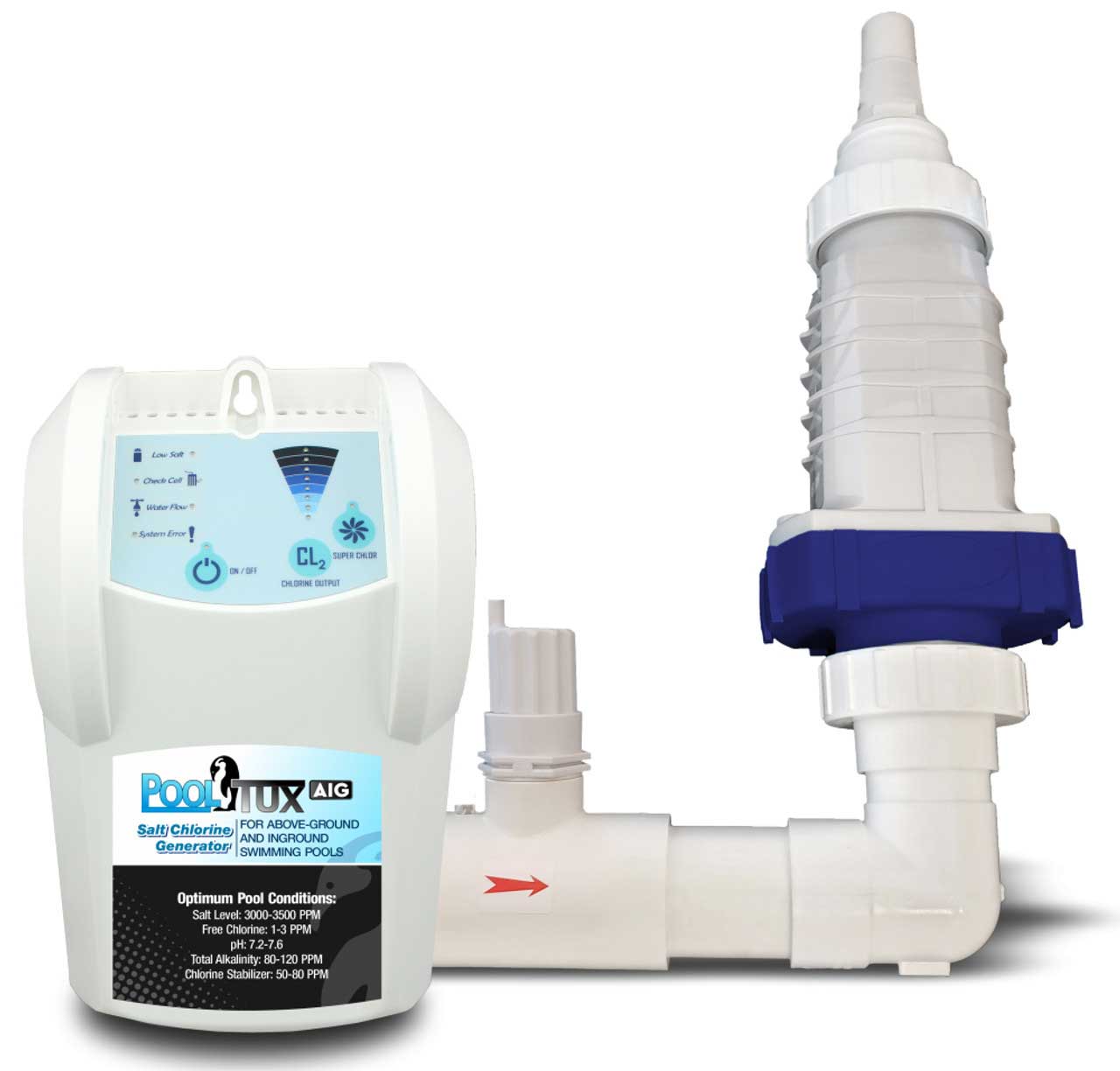 PoolTux 28K Gallon Above Ground Salt Chlorine Generator